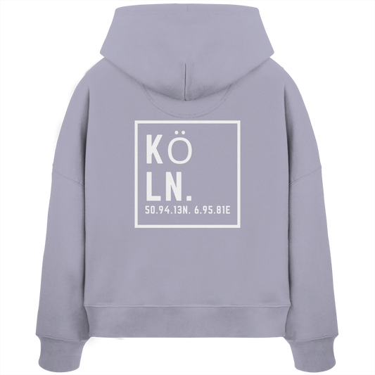 Köln Koordinaten (großer Druck auf dem Rücken) - Womens Organic Boxcut Hoodie