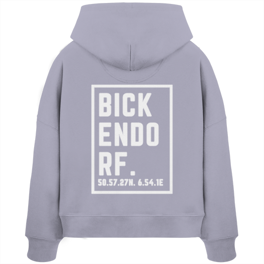 Bickendorf Koordinaten (großer Druck auf dem Rücken) - Womens Organic Boxcut Hoodie