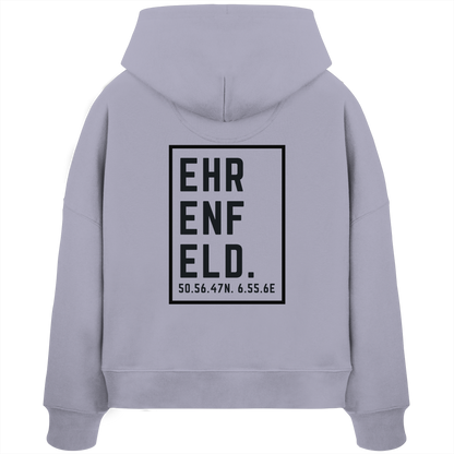 Ehrenfeld Koordinaten (großer Druck auf dem Rücken) - Womens Organic Boxcut Hoodie