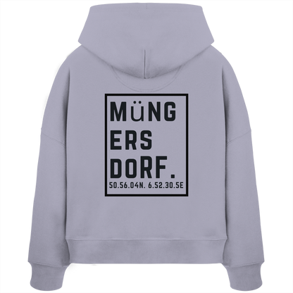 Müngersdorf Koordinaten (großer Druck auf dem Rücken) - Womens Organic Boxcut Hoodie