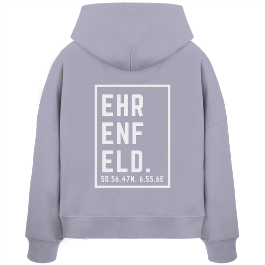 Ehrenfeld Koordinaten (großer Druck auf dem Rücken) - Womens Organic Boxcut Hoodie