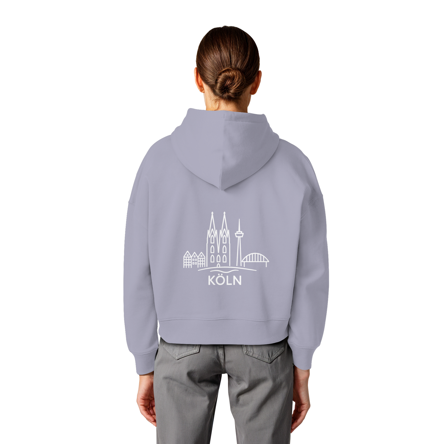 Köln Skyline (großer Druck auf dem Rücken) - Womens Organic Boxcut Hoodie