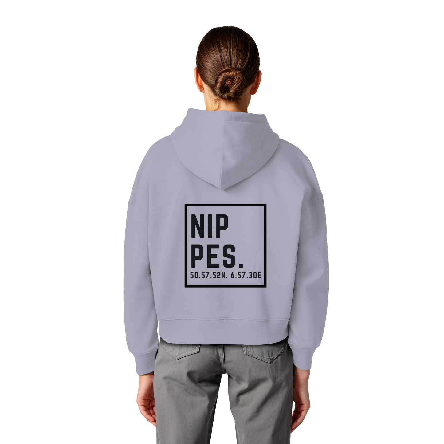 Nippes Koordinaten (großer Druck auf dem Rücken) - Womens Organic Boxcut Hoodie