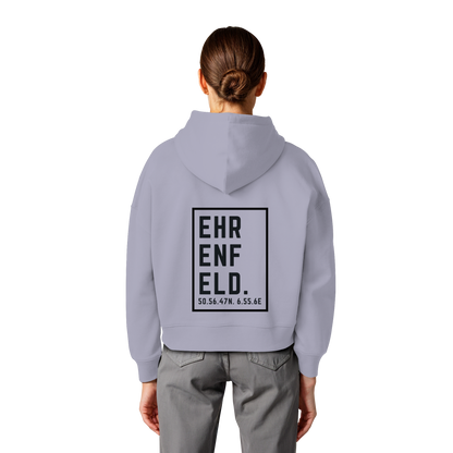 Ehrenfeld Koordinaten (großer Druck auf dem Rücken) - Womens Organic Boxcut Hoodie