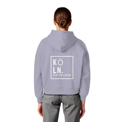 Köln Koordinaten (großer Druck auf dem Rücken) - Womens Organic Boxcut Hoodie