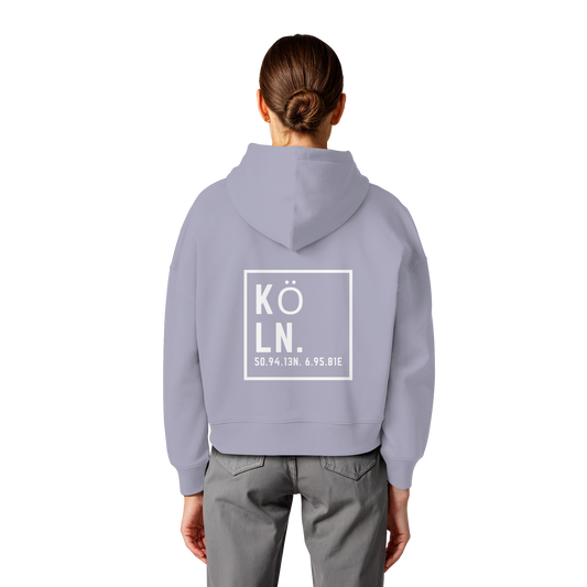 Köln Koordinaten (großer Druck auf dem Rücken) - Womens Organic Boxcut Hoodie