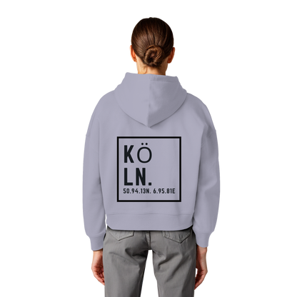 Köln Koordinaten (großer Druck auf dem Rücken) - Womens Organic Boxcut Hoodie