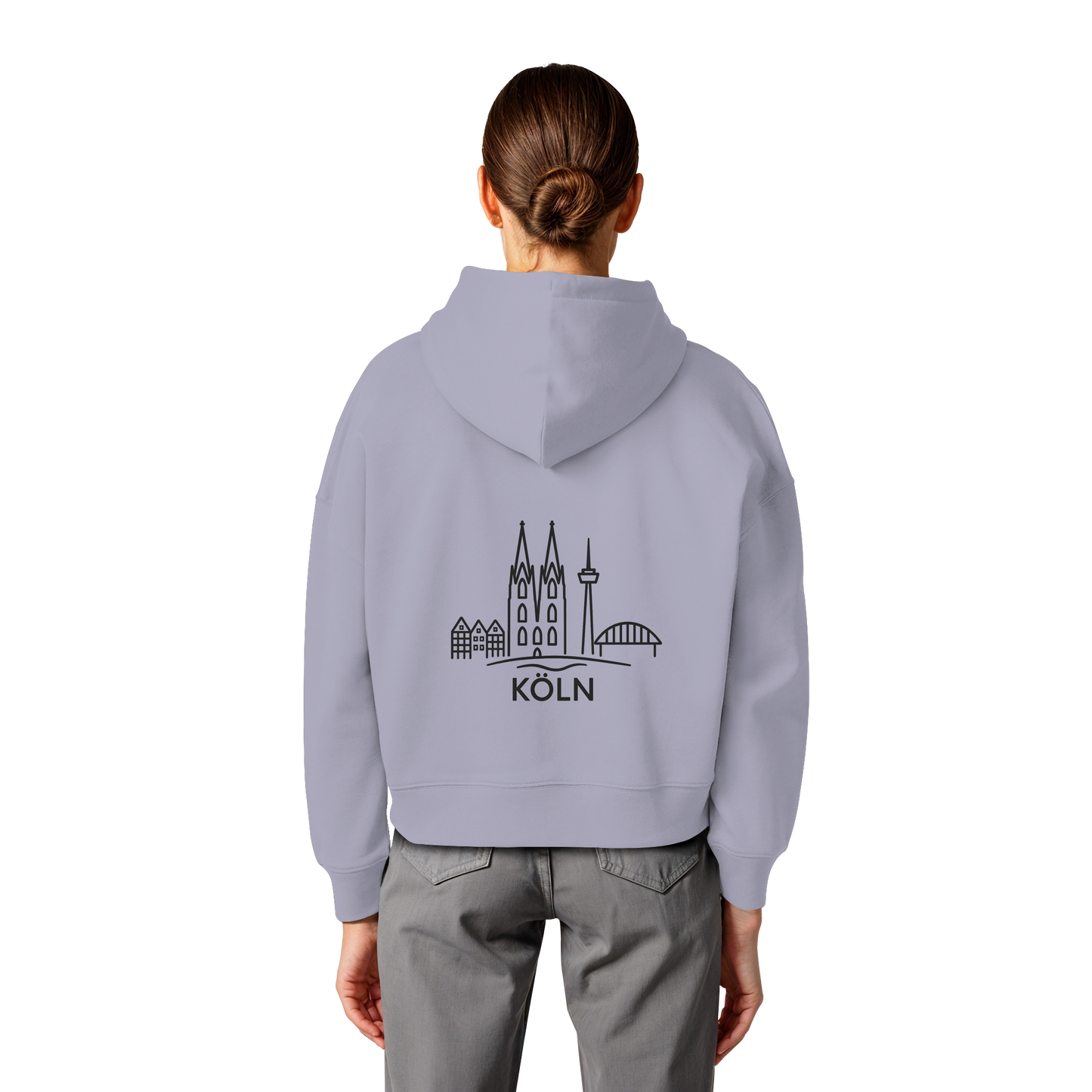 Köln Skyline (großer Druck auf dem Rücken) - Womens Organic Boxcut Hoodie