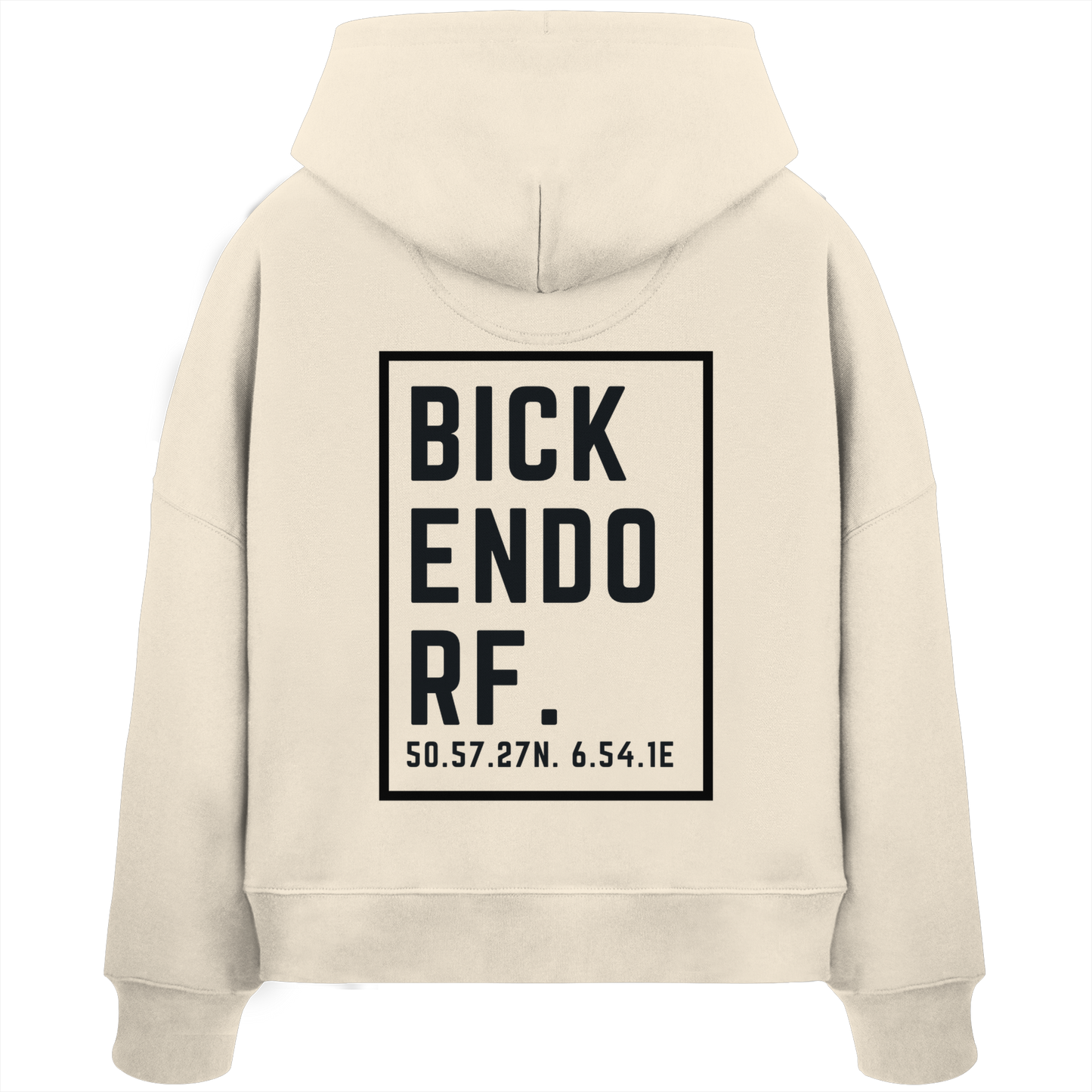 Bickendorf Koordinaten (großer Druck auf dem Rücken) - Womens Organic Boxcut Hoodie