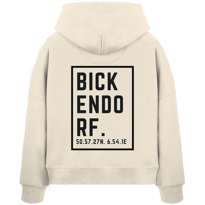 Bickendorf Koordinaten (großer Druck auf dem Rücken) - Womens Organic Boxcut Hoodie