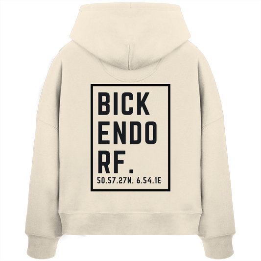 Bickendorf Koordinaten (großer Druck auf dem Rücken) - Womens Organic Boxcut Hoodie