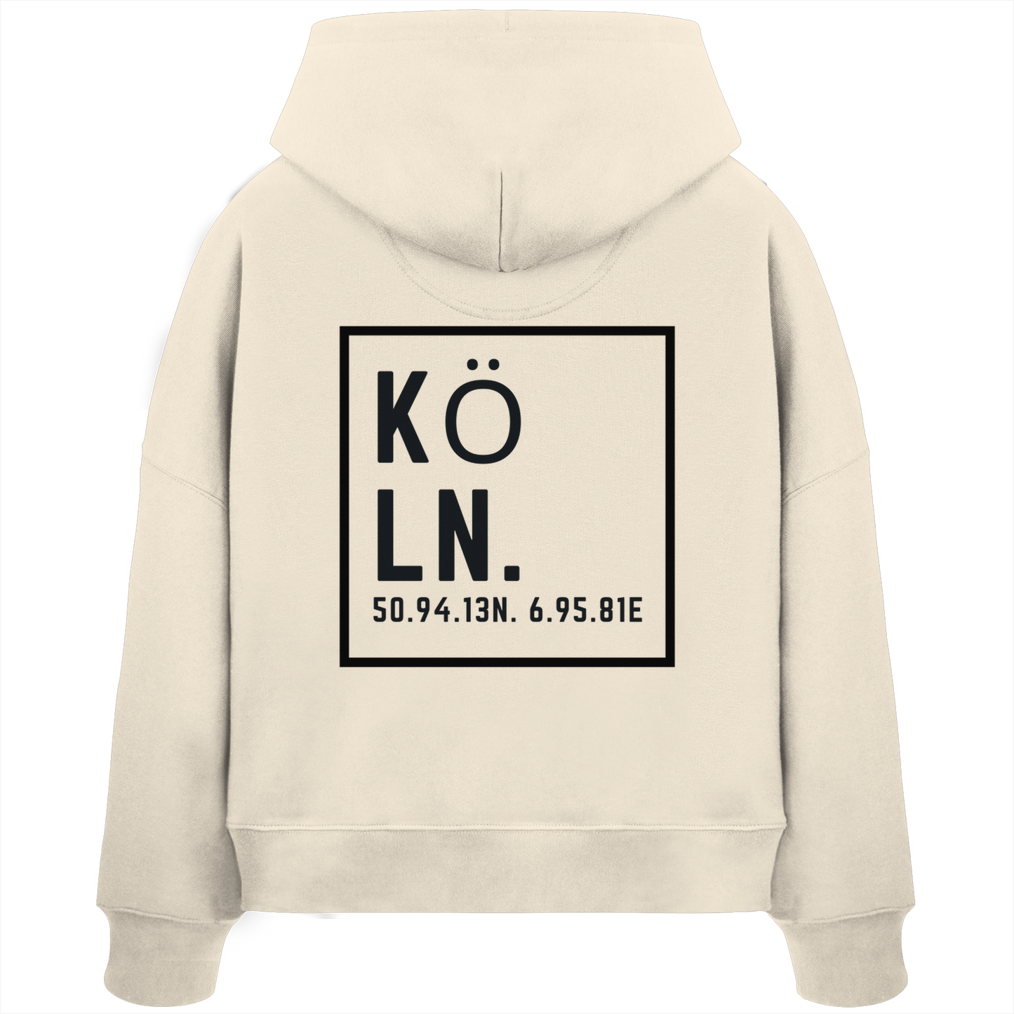 Köln Koordinaten (großer Druck auf dem Rücken) - Womens Organic Boxcut Hoodie