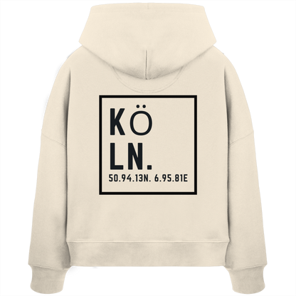 Köln Koordinaten (großer Druck auf dem Rücken) - Womens Organic Boxcut Hoodie