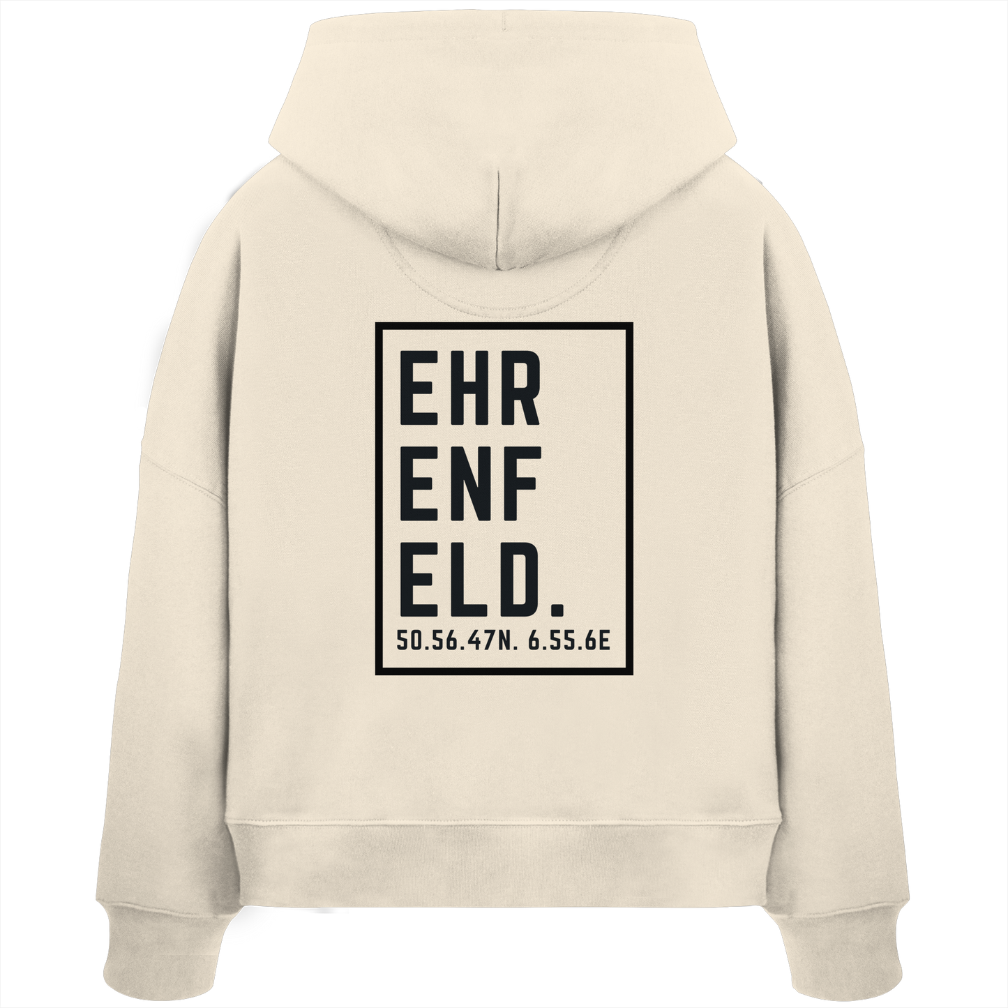 Ehrenfeld Koordinaten (großer Druck auf dem Rücken) - Womens Organic Boxcut Hoodie