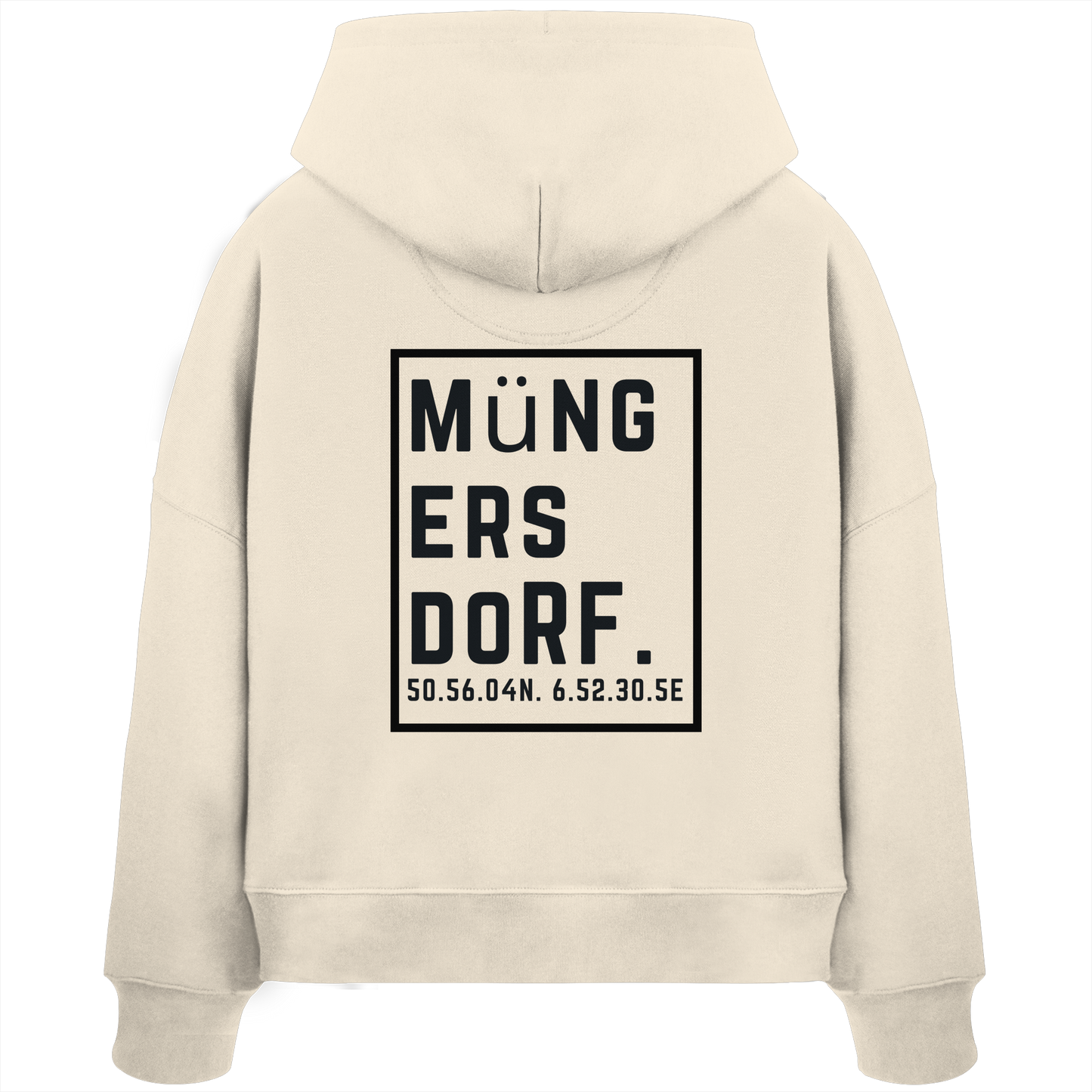 Müngersdorf Koordinaten (großer Druck auf dem Rücken) - Womens Organic Boxcut Hoodie