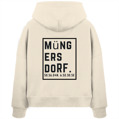 Müngersdorf Koordinaten (großer Druck auf dem Rücken) - Womens Organic Boxcut Hoodie