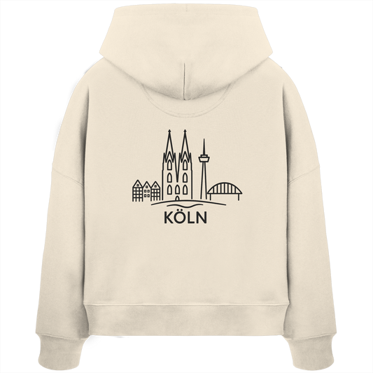 Köln Skyline (großer Druck auf dem Rücken) - Womens Organic Boxcut Hoodie