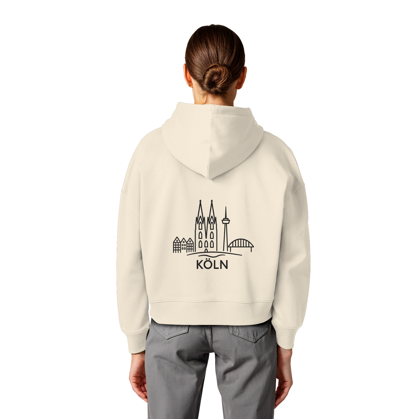 Köln Skyline (großer Druck auf dem Rücken) - Womens Organic Boxcut Hoodie