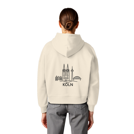 Köln Skyline (großer Druck auf dem Rücken) - Womens Organic Boxcut Hoodie