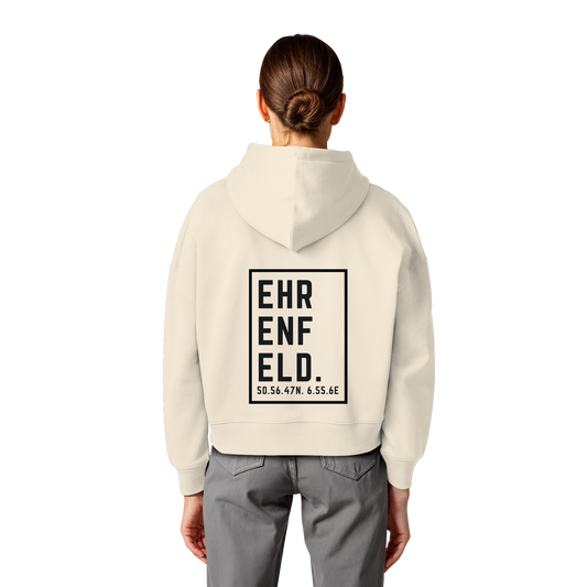 Ehrenfeld Koordinaten (großer Druck auf dem Rücken) - Womens Organic Boxcut Hoodie