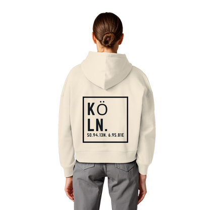 Köln Koordinaten (großer Druck auf dem Rücken) - Womens Organic Boxcut Hoodie