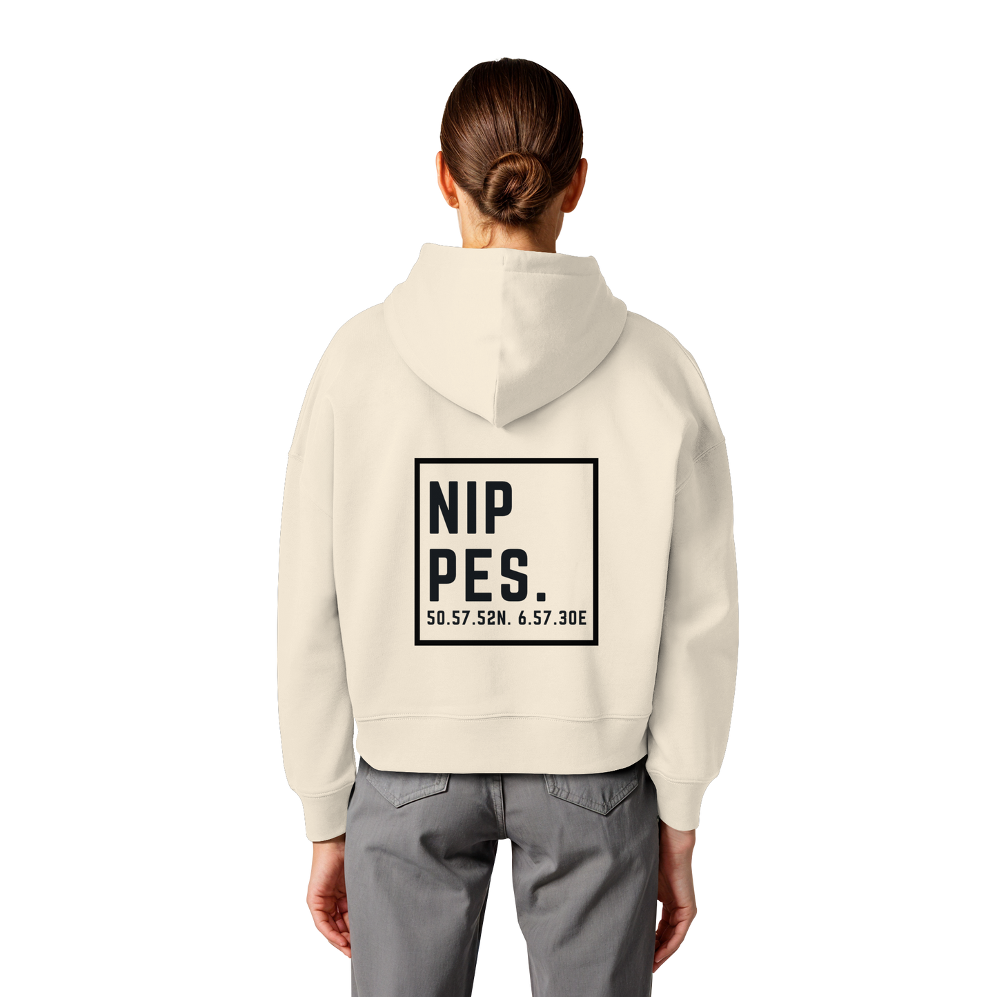 Nippes Koordinaten (großer Druck auf dem Rücken) - Womens Organic Boxcut Hoodie