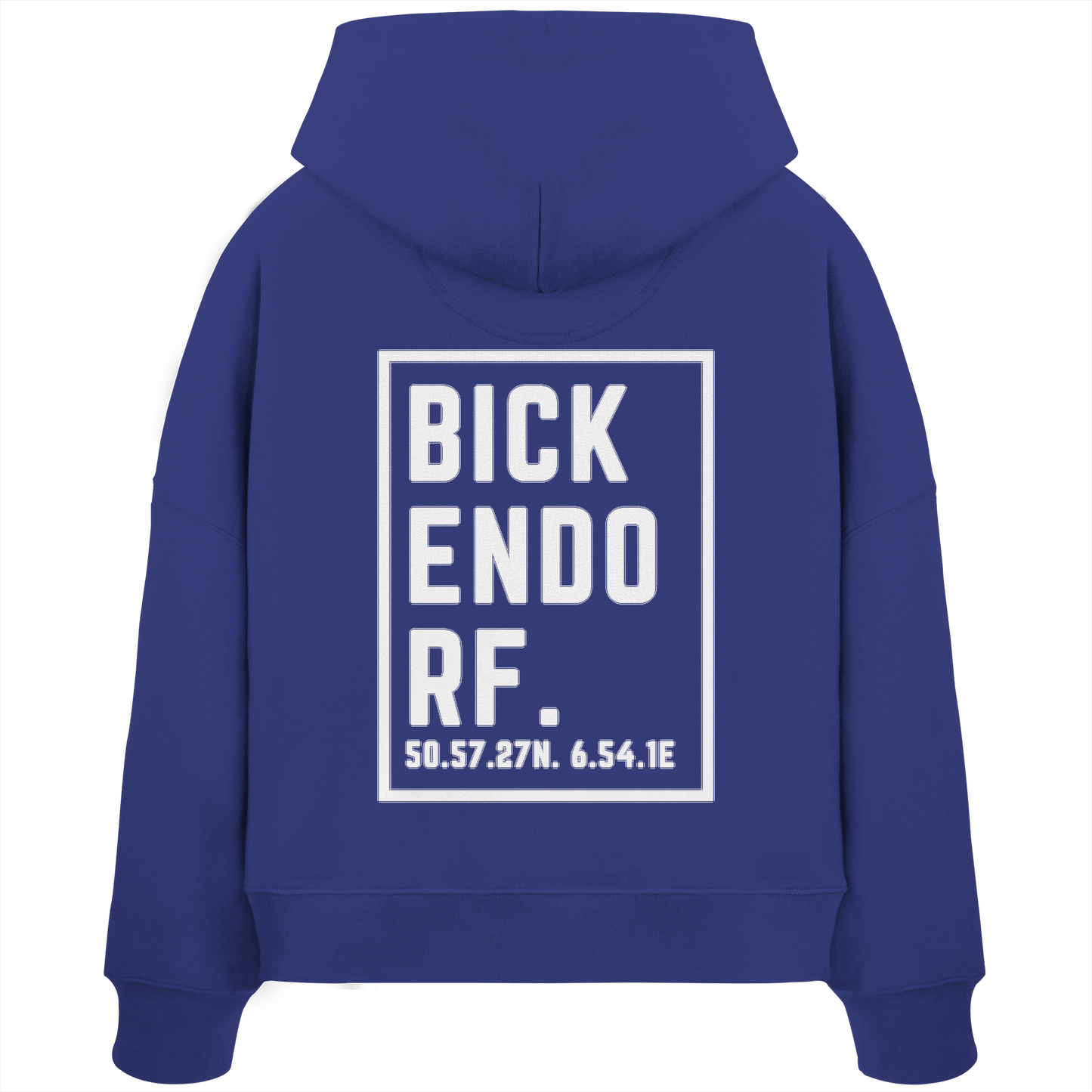 Bickendorf Koordinaten (großer Druck auf dem Rücken) - Womens Organic Boxcut Hoodie