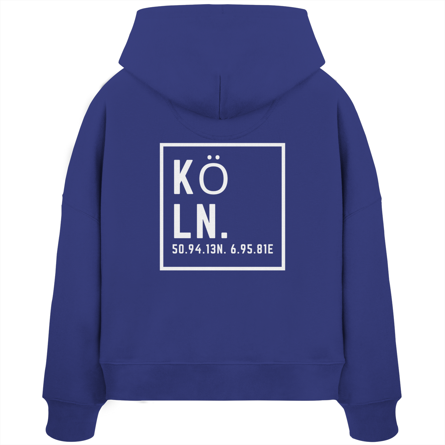 Köln Koordinaten (großer Druck auf dem Rücken) - Womens Organic Boxcut Hoodie