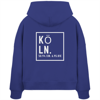 Köln Koordinaten (großer Druck auf dem Rücken) - Womens Organic Boxcut Hoodie
