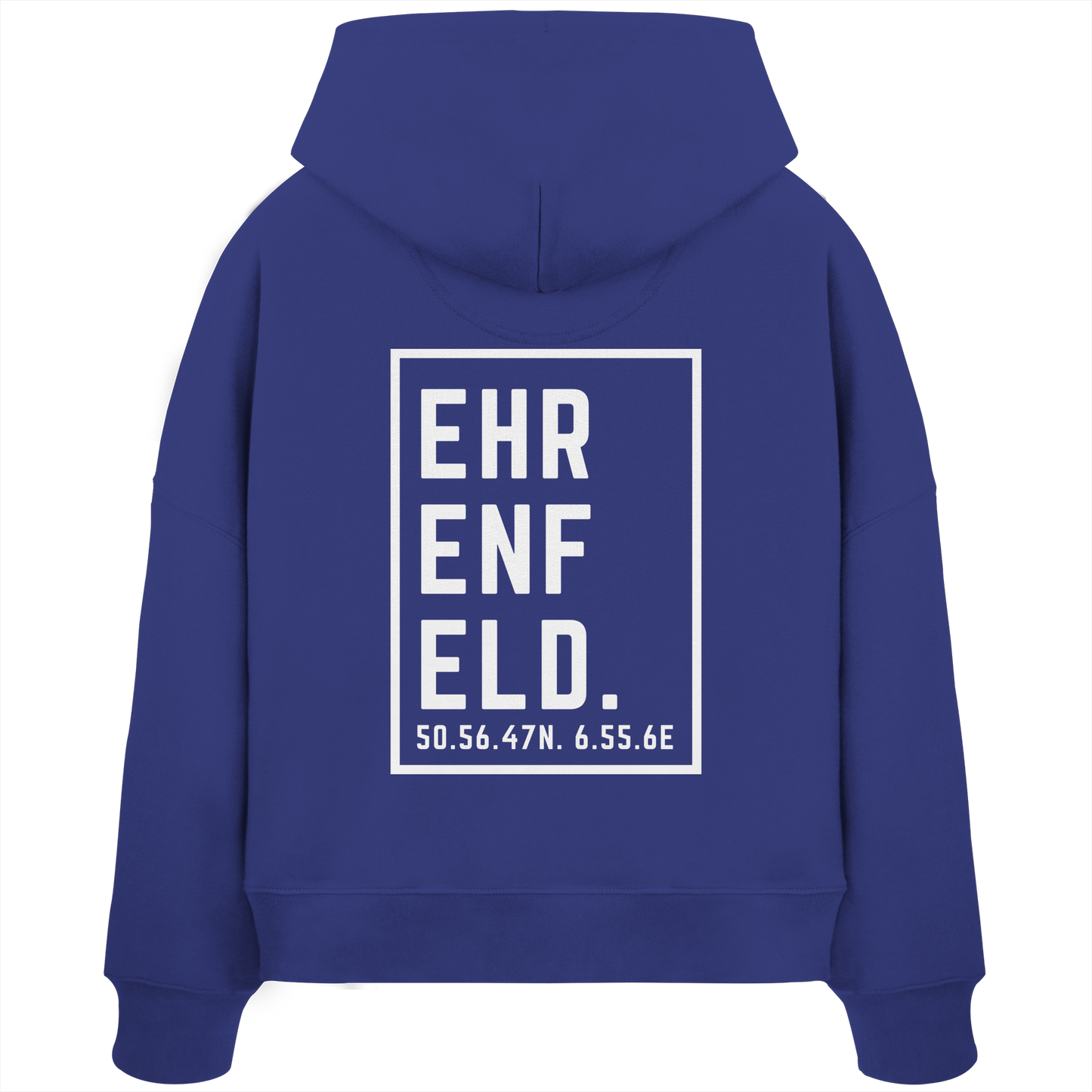 Ehrenfeld Koordinaten (großer Druck auf dem Rücken) - Womens Organic Boxcut Hoodie