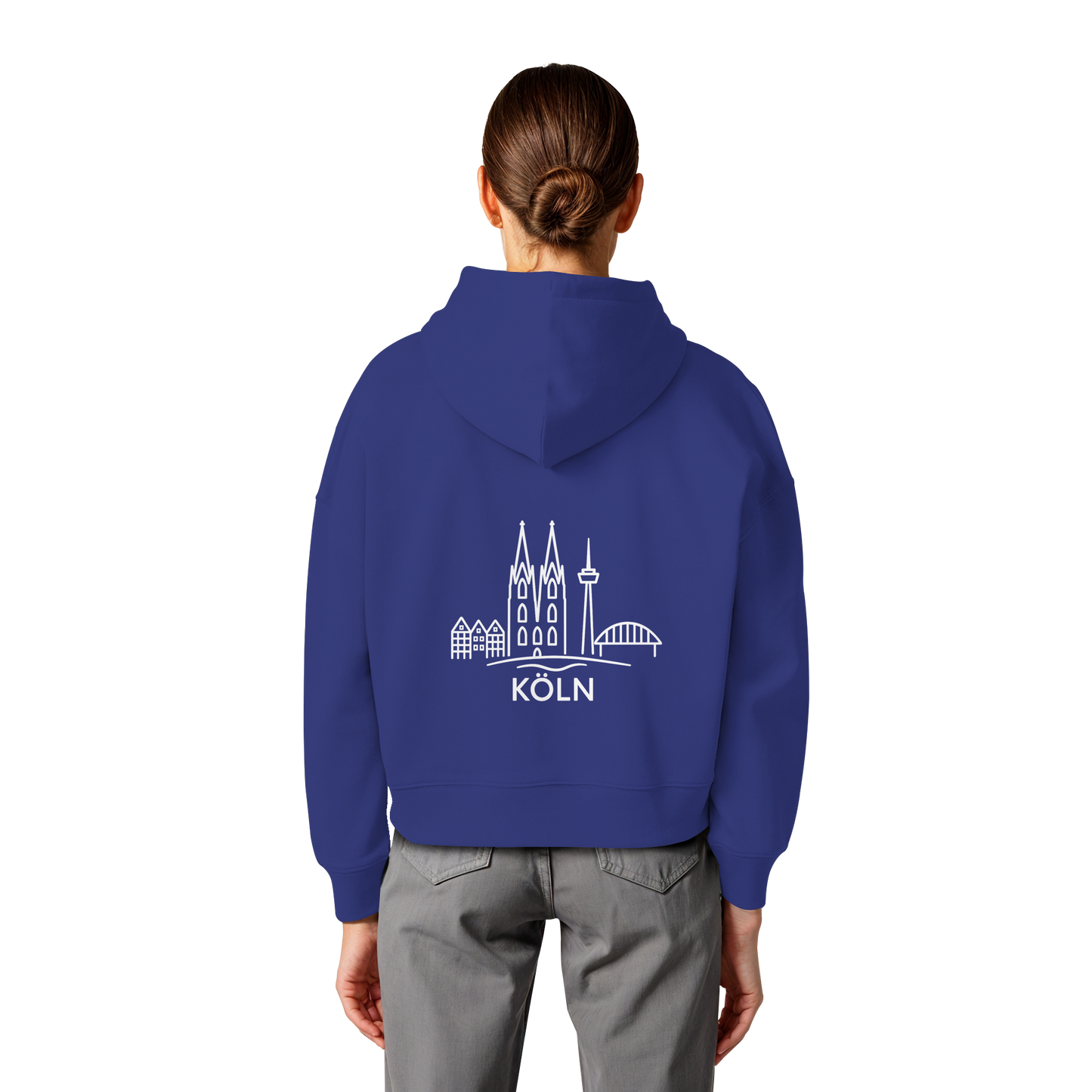 Köln Skyline (großer Druck auf dem Rücken) - Womens Organic Boxcut Hoodie