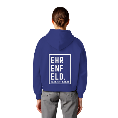 Ehrenfeld Koordinaten (großer Druck auf dem Rücken) - Womens Organic Boxcut Hoodie