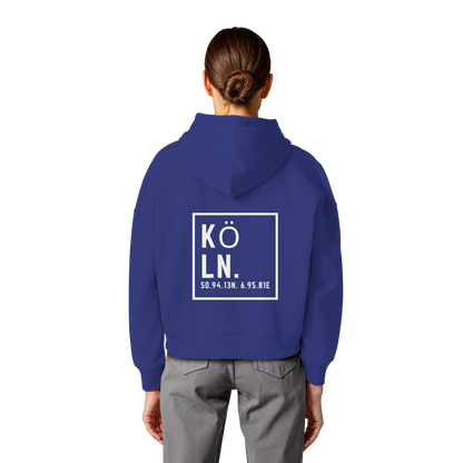 Köln Koordinaten (großer Druck auf dem Rücken) - Womens Organic Boxcut Hoodie