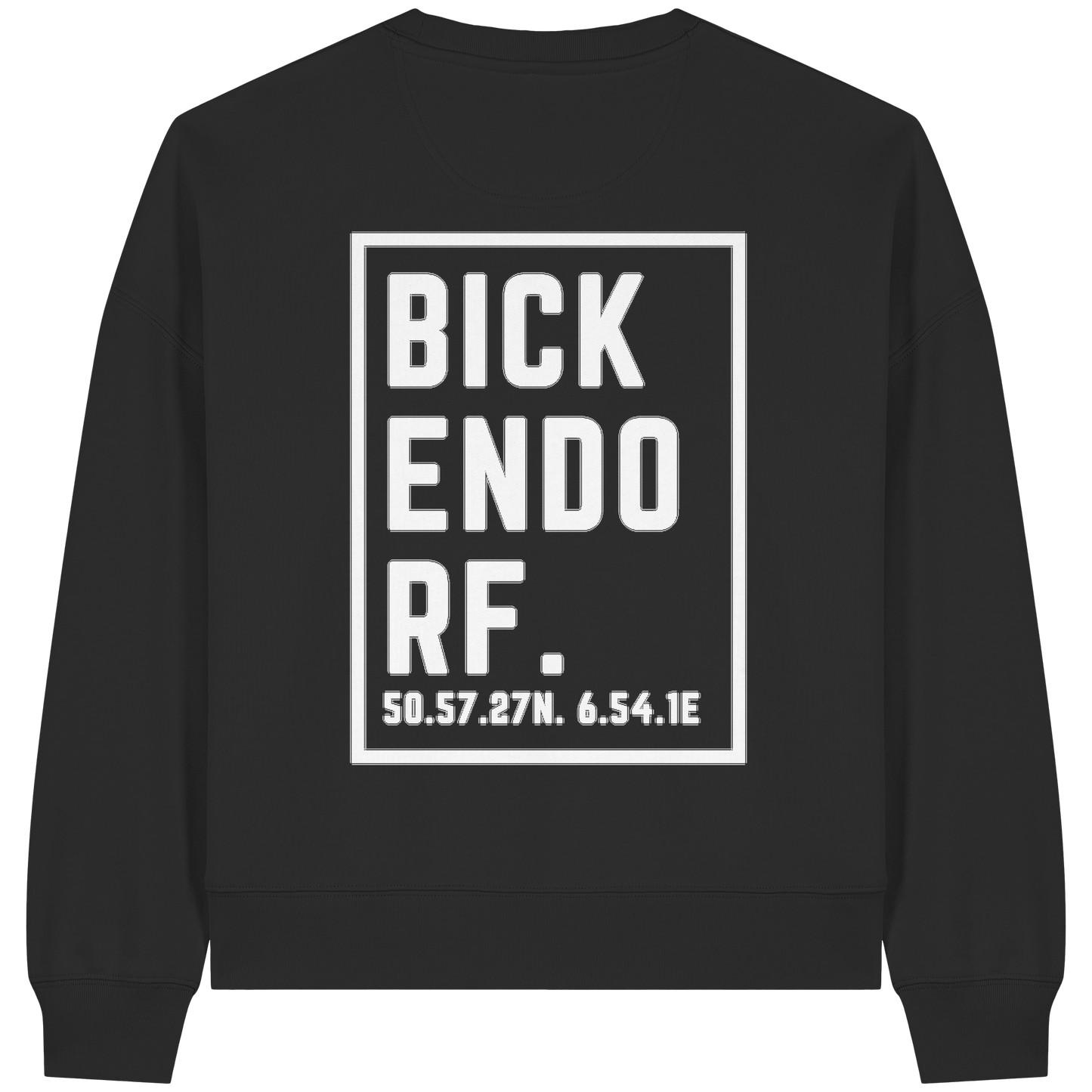 Bickendorf Koordinaten (großer Druck auf dem Rücken) - Womens Organic Boxcut Sweatshirt