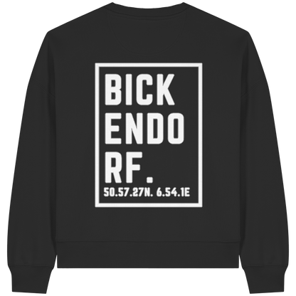 Bickendorf Koordinaten (großer Druck auf dem Rücken) - Womens Organic Boxcut Sweatshirt
