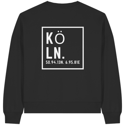 Köln Koordinaten (großer Druck auf dem Rücken) - Womens Organic Boxcut Sweatshirt