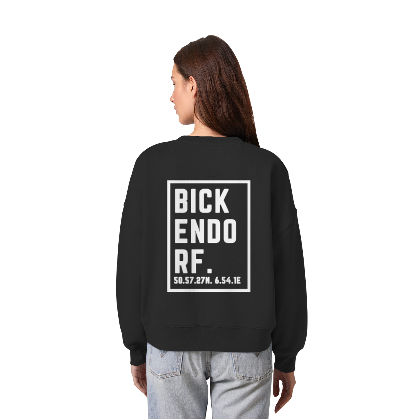 Bickendorf Koordinaten (großer Druck auf dem Rücken) - Womens Organic Boxcut Sweatshirt