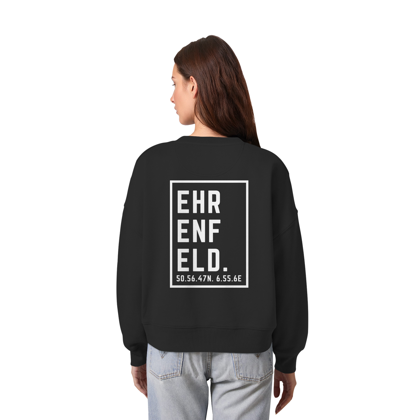Ehrenfeld Koordinaten (großer Druck auf dem Rücken) - Womens Organic Boxcut Sweatshirt