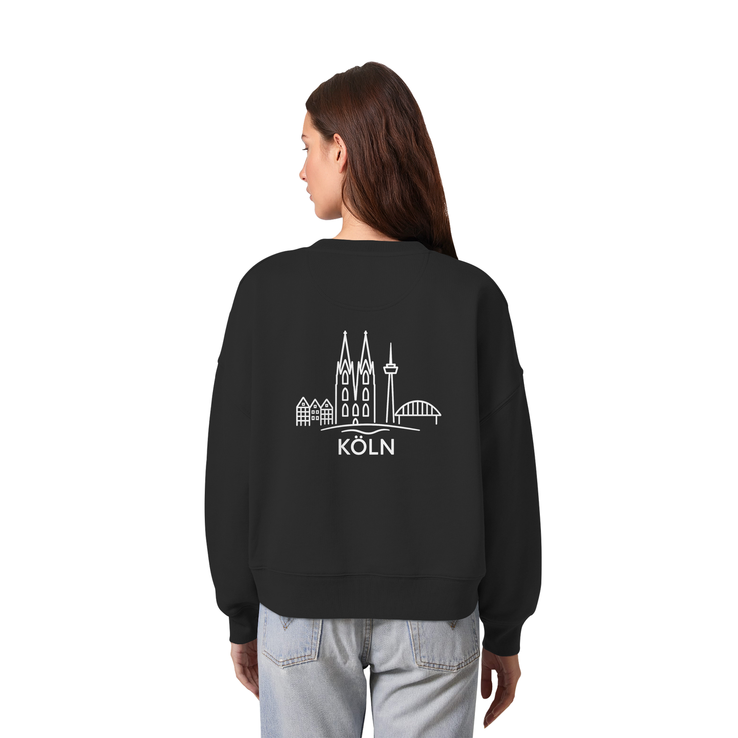 Köln Skyline (großer Druck auf dem Rücken) - Womens Organic Boxcut Sweatshirt
