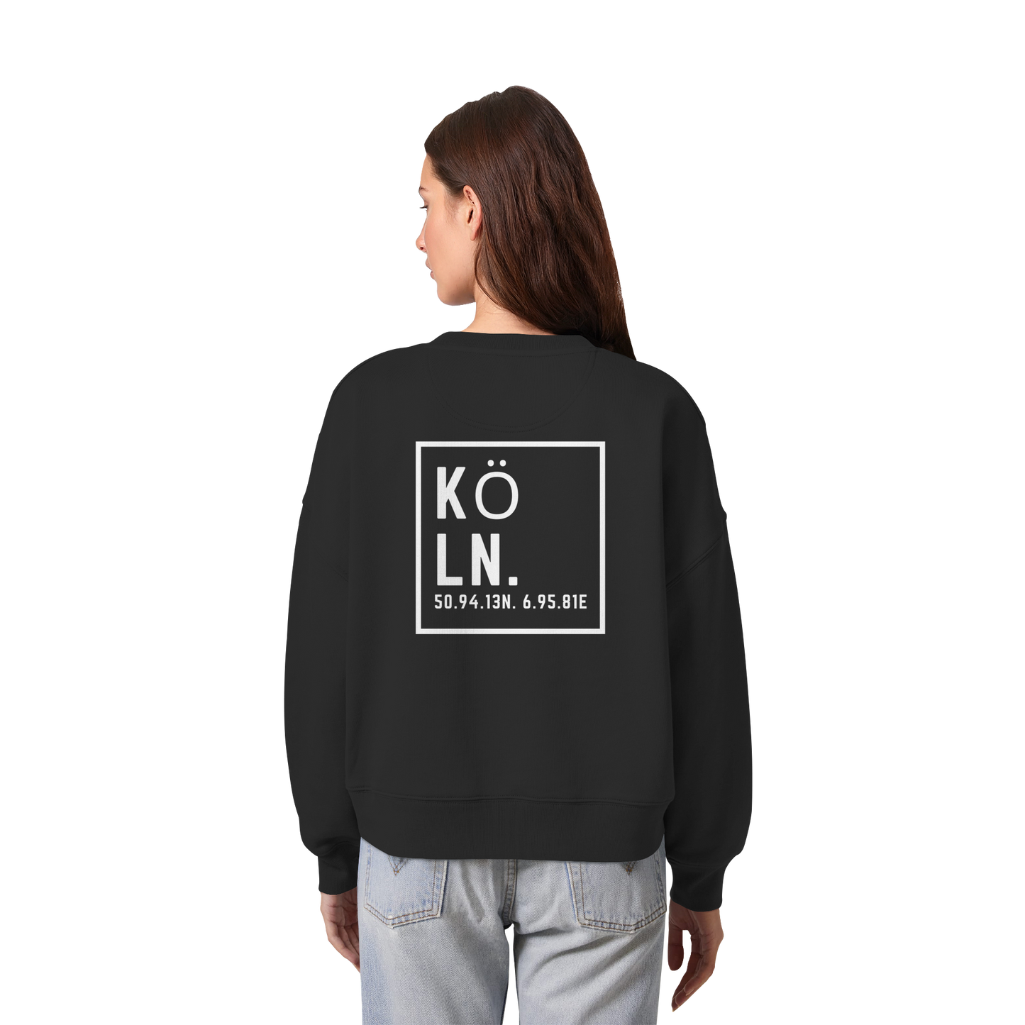Köln Koordinaten (großer Druck auf dem Rücken) - Womens Organic Boxcut Sweatshirt