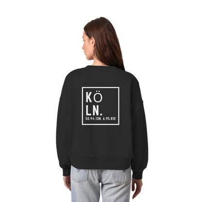 Köln Koordinaten (großer Druck auf dem Rücken) - Womens Organic Boxcut Sweatshirt
