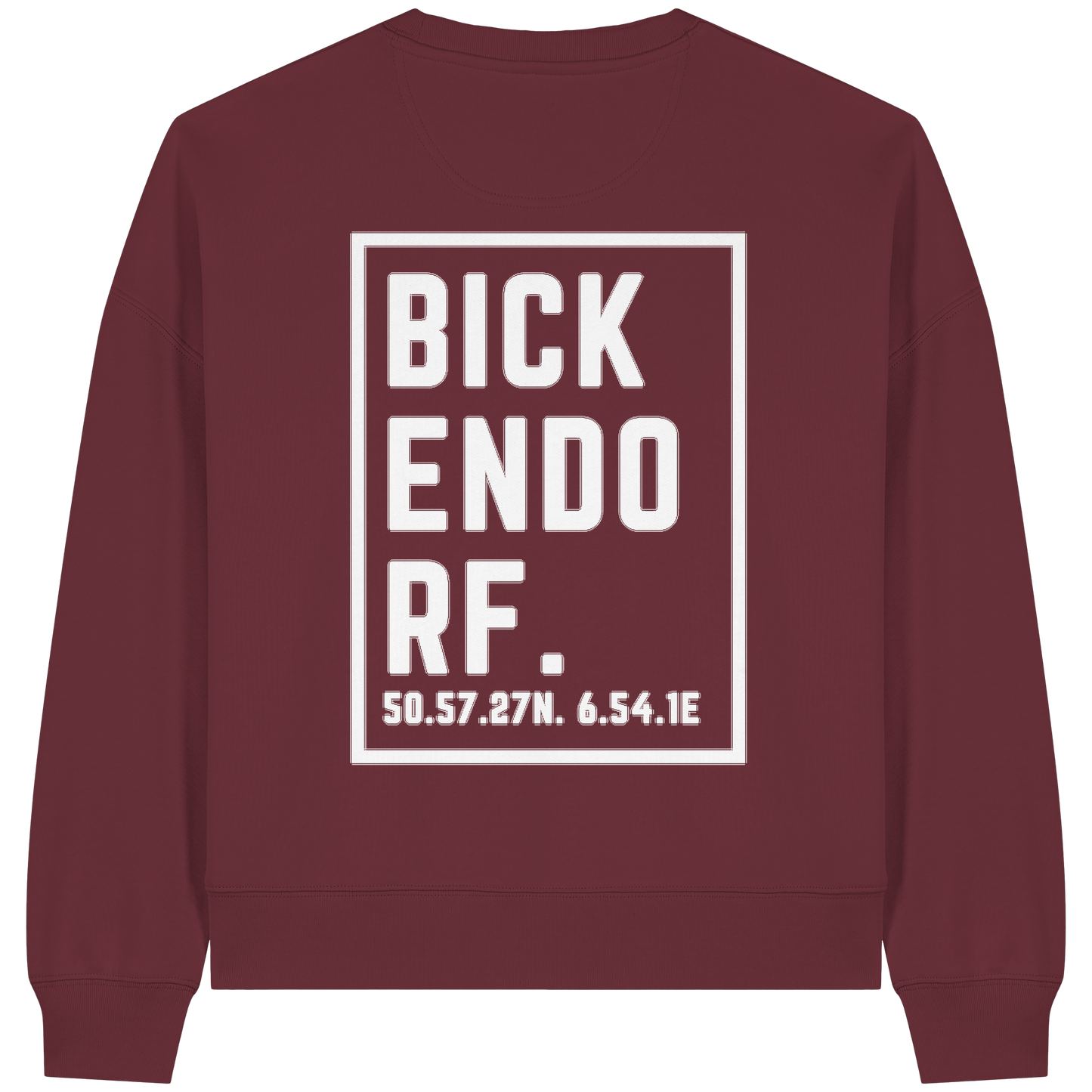 Bickendorf Koordinaten (großer Druck auf dem Rücken) - Womens Organic Boxcut Sweatshirt