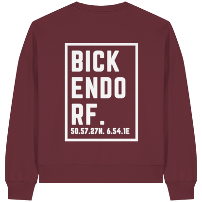 Bickendorf Koordinaten (großer Druck auf dem Rücken) - Womens Organic Boxcut Sweatshirt