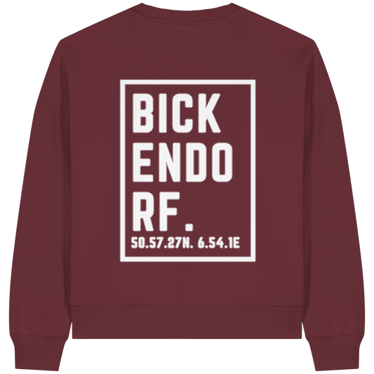 Bickendorf Koordinaten (großer Druck auf dem Rücken) - Womens Organic Boxcut Sweatshirt