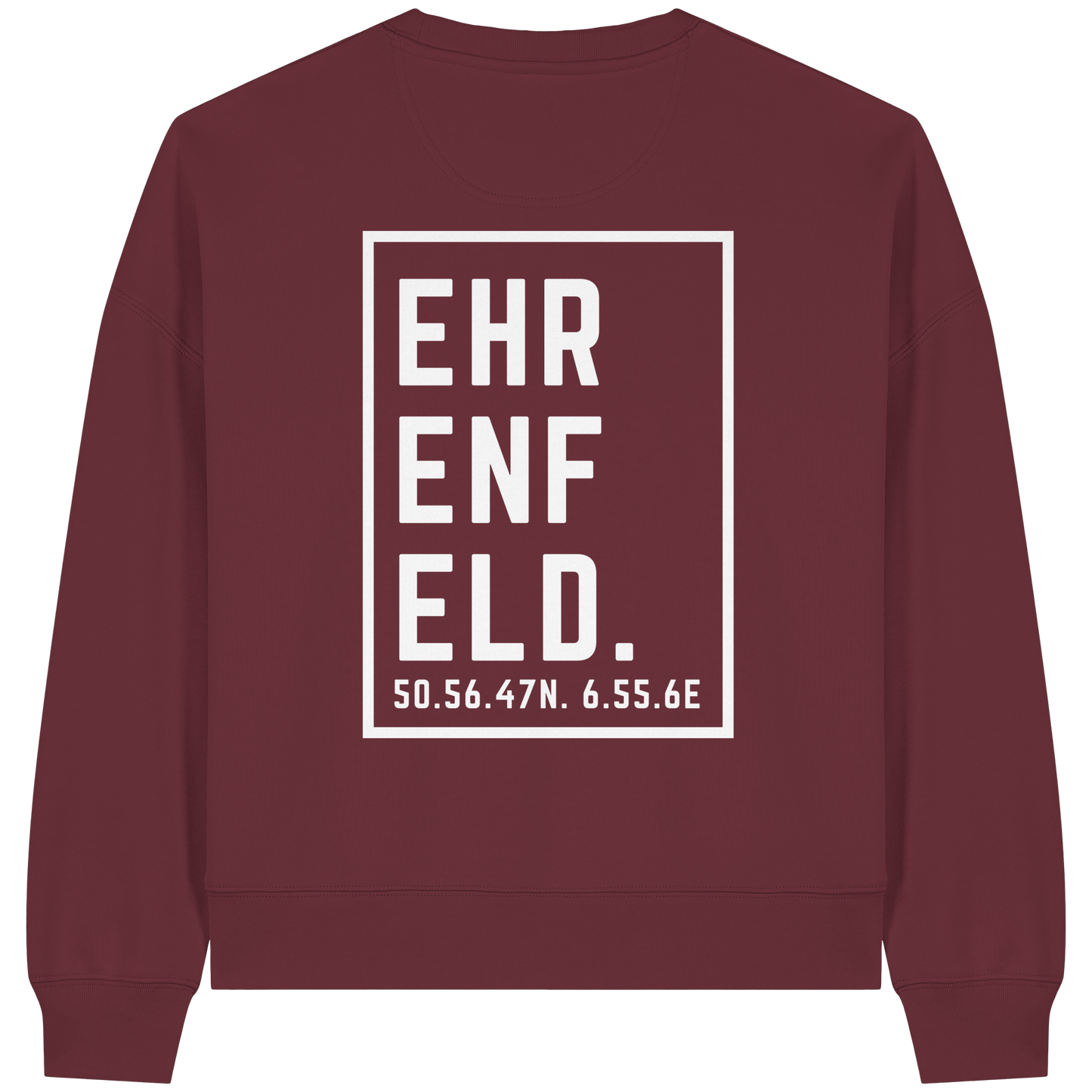 Ehrenfeld Koordinaten (großer Druck auf dem Rücken) - Womens Organic Boxcut Sweatshirt