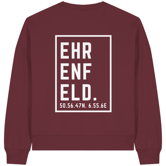Ehrenfeld Koordinaten (großer Druck auf dem Rücken) - Womens Organic Boxcut Sweatshirt