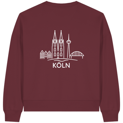 Köln Skyline (großer Druck auf dem Rücken) - Womens Organic Boxcut Sweatshirt