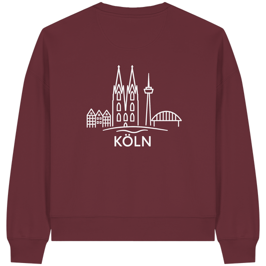 Köln Skyline (großer Druck auf dem Rücken) - Womens Organic Boxcut Sweatshirt