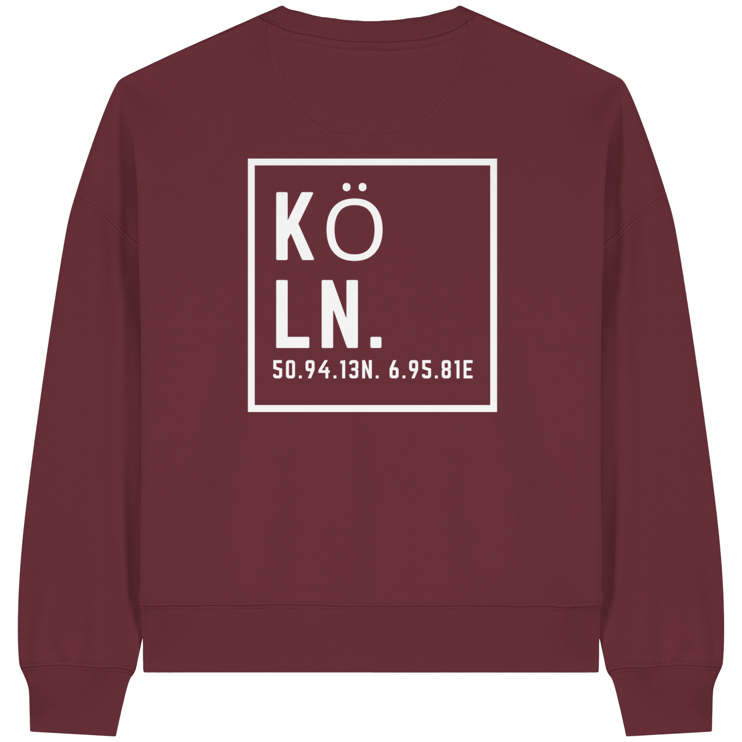 Köln Koordinaten (großer Druck auf dem Rücken) - Womens Organic Boxcut Sweatshirt