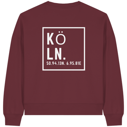Köln Koordinaten (großer Druck auf dem Rücken) - Womens Organic Boxcut Sweatshirt